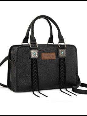 Wrangler Tote Bag Fringe Western Style Whipstitch Leather Tassels Crossbody